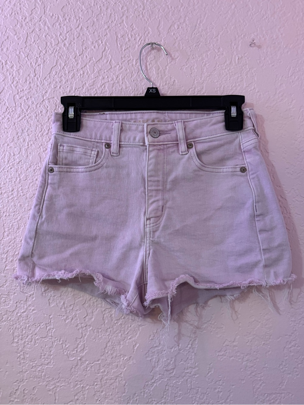American Eagle Outfitters High Rise Light Pink Denim Cutoff Shorts